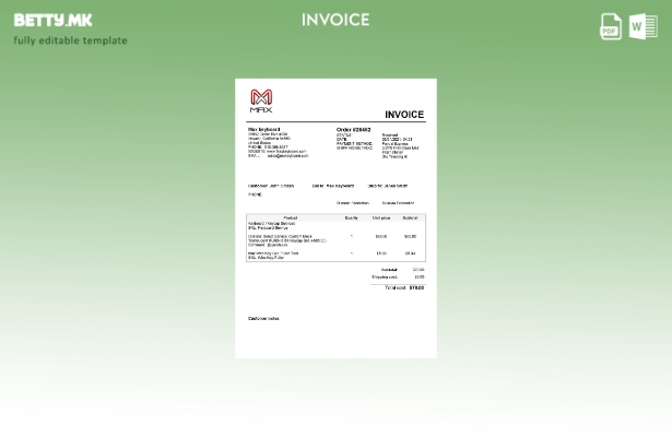 Модерен стил USA Max Keyboard шаблон за фактура на компанија